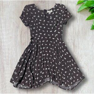 Urban‎ Outfitters BYCORPUS Brown Fit & Flare White Wolf Print Indie Dress Size 6